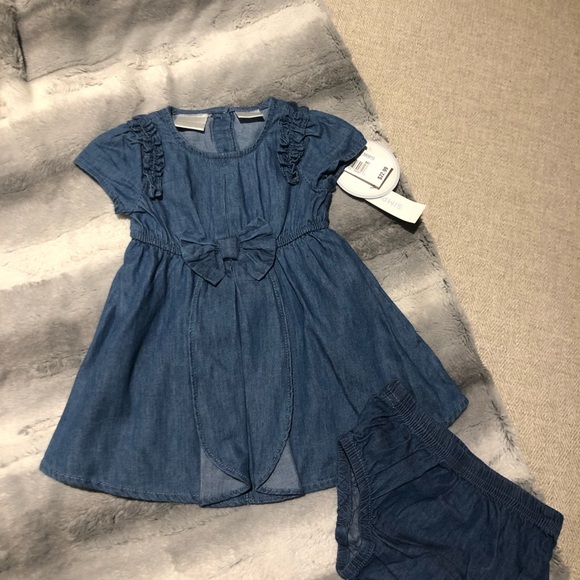 SOLD! 0-6 months Koala Kids Denim Blue Bow Dress - Picture 6 of 7